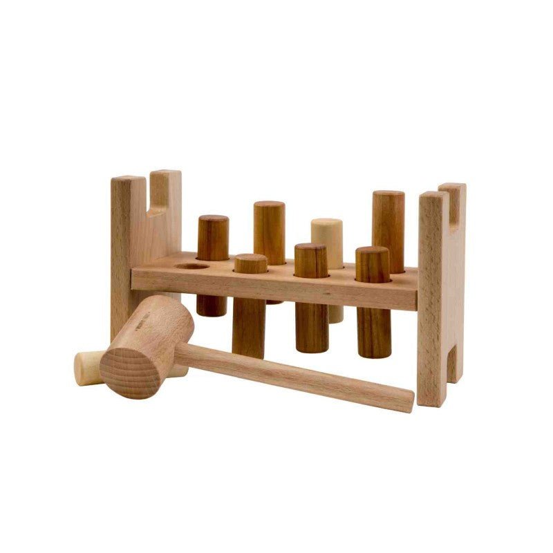 Montessori Wooden Pounding Bench (Natural) - Tiny Tugz™