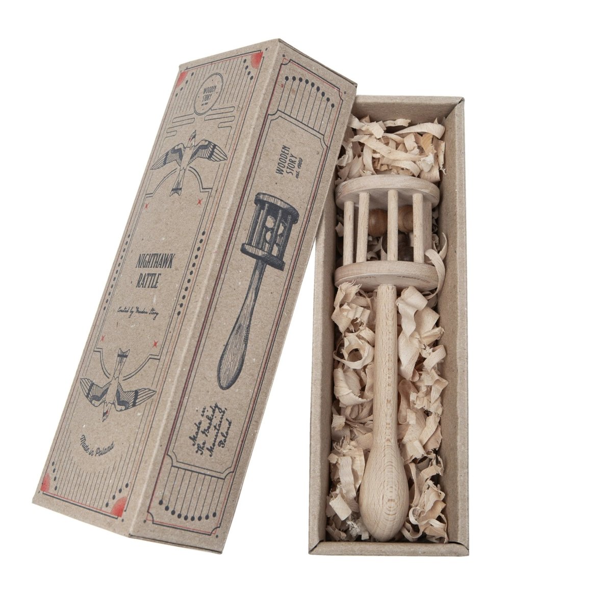 Montessori Wooden Rattle “Nighthawk” - Tiny Tugz™