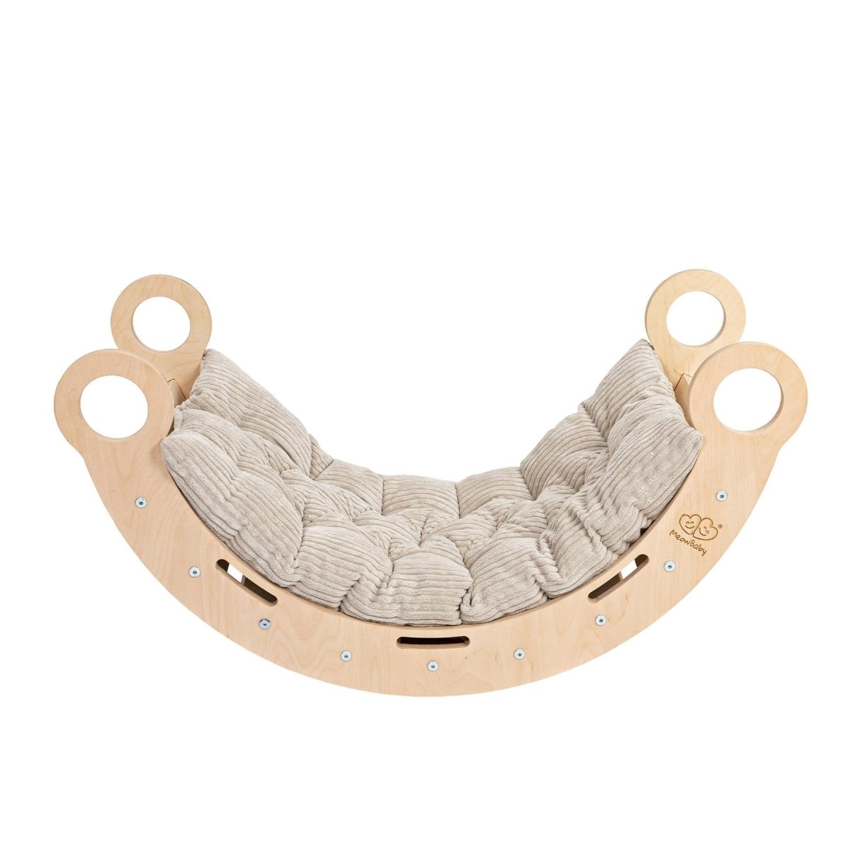 Montessori Wooden Rocker for Toddler & Kids with Corduroy Pillow (Beige) - Tiny Tugz™