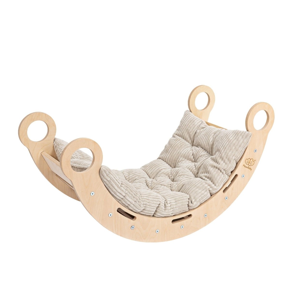 Montessori Wooden Rocker for Toddler & Kids with Corduroy Pillow (Beige) - Tiny Tugz™