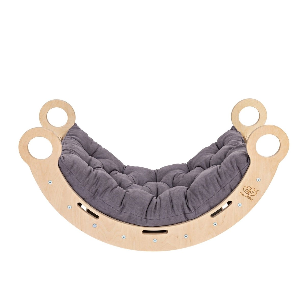 Montessori Wooden Rocker for Toddler & Kids with Velvet Pillow (Grey) - Tiny Tugz™