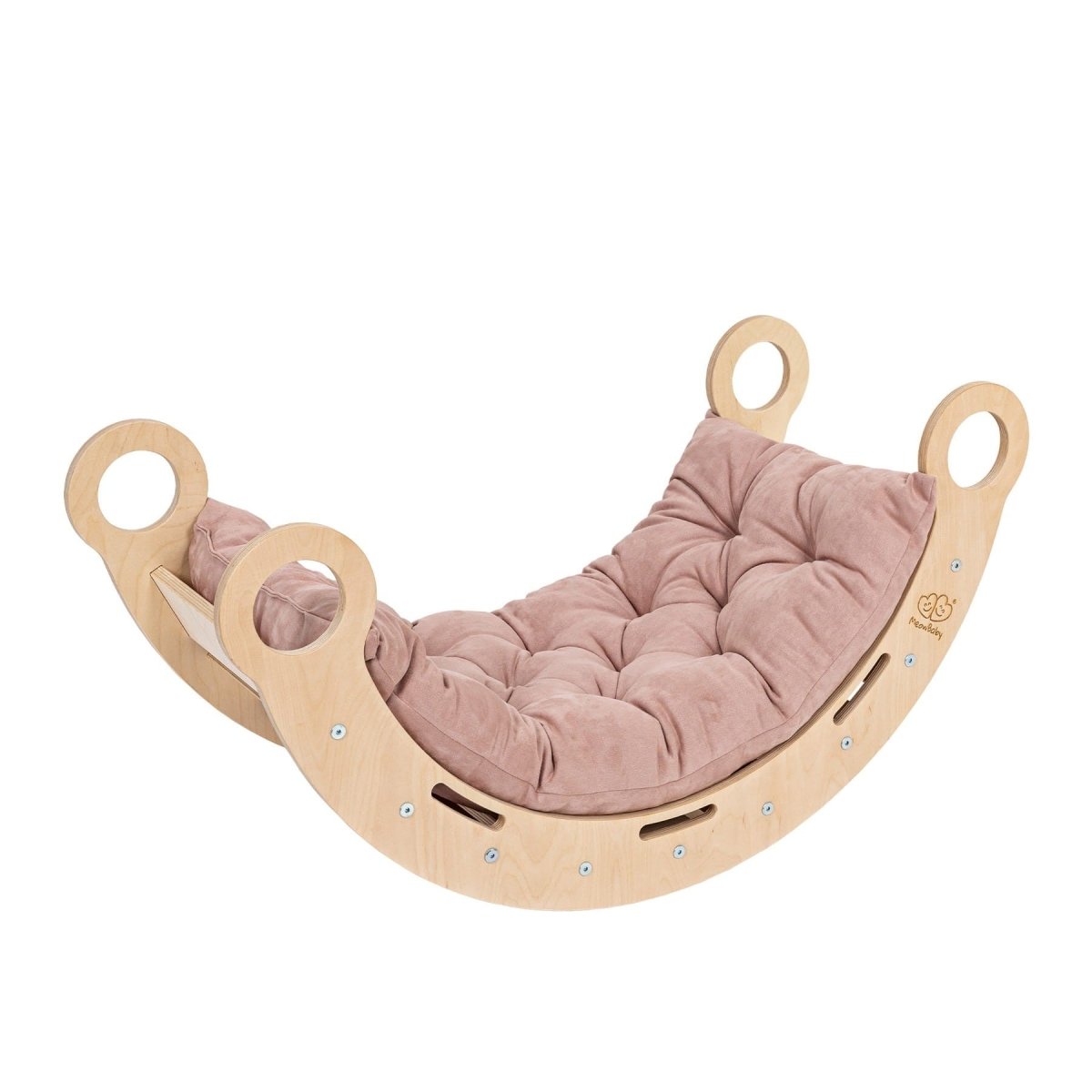 Montessori Wooden Rocker for Toddler & Kids with Velvet Pillow (Pink) - Tiny Tugz™