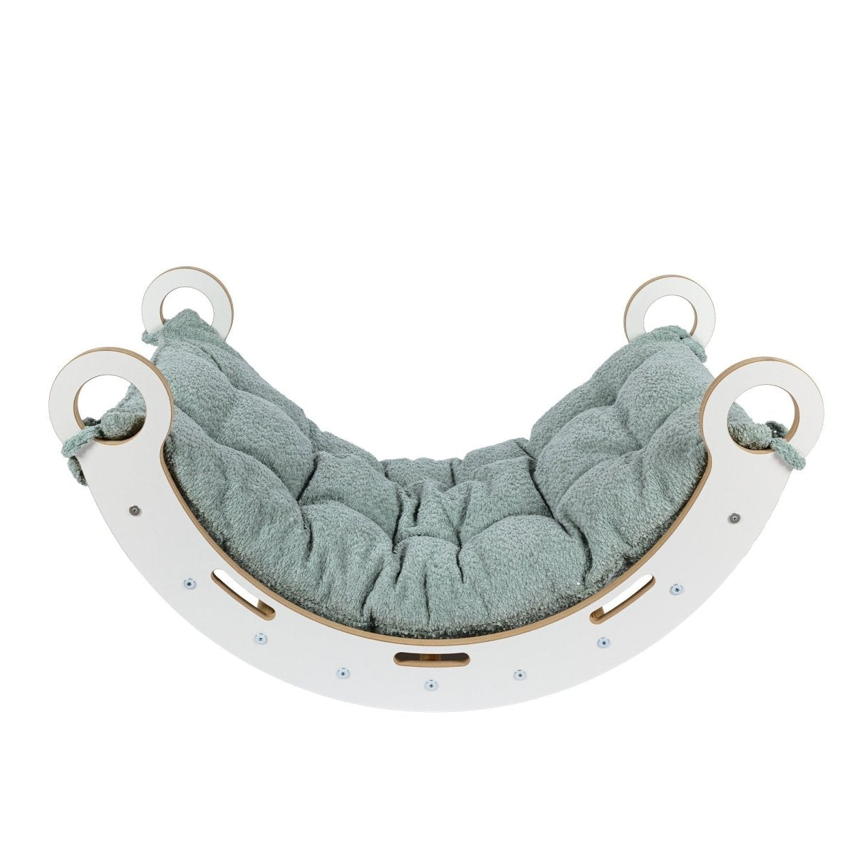 Montessori Wooden Rocker for Toddlers & Kids with Bouclé Pillow (Mint) - Tiny Tugz™