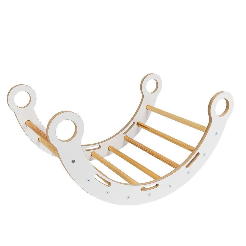 Montessori Wooden Rocker for Toddlers & Kids with Bouclé Pillow (Mint) - Tiny Tugz™