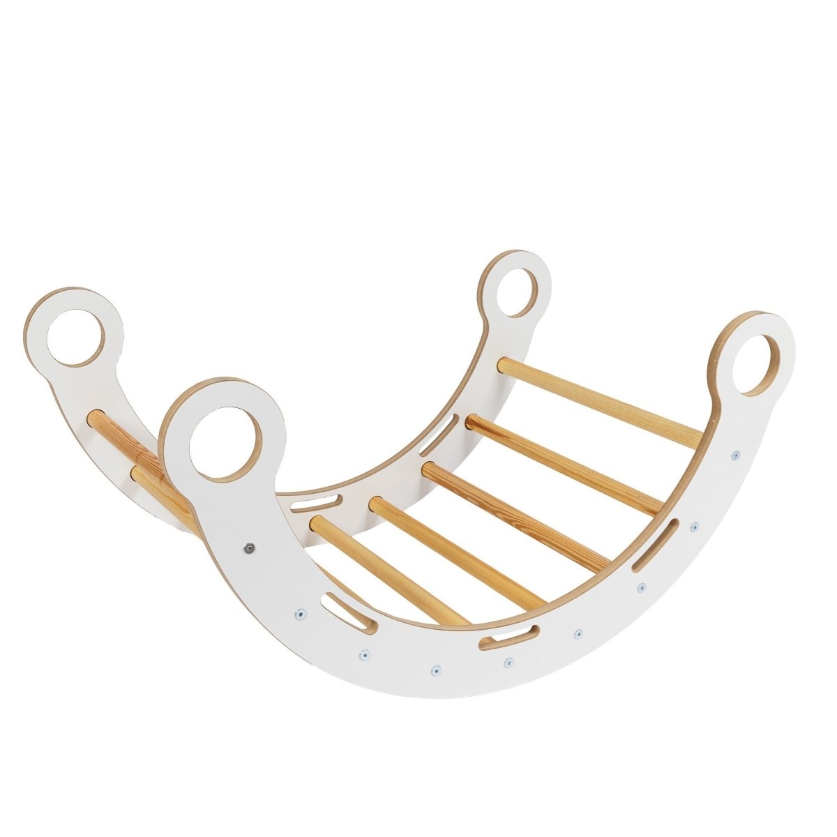 Montessori Wooden Rocker for Toddlers & Kids with Bouclé Pillow (White) - Tiny Tugz™