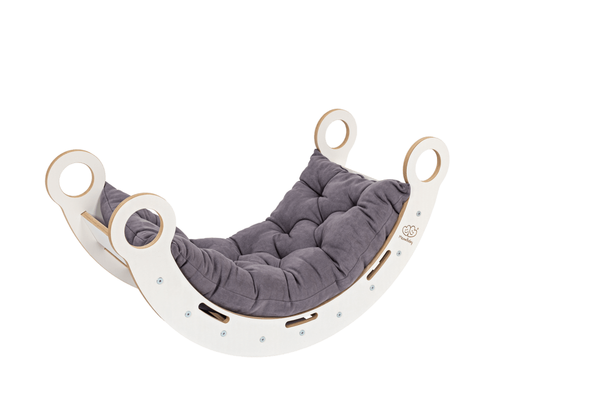 Montessori Wooden Rocker with Pillow, Slide & Ladder - White, Medium - Tiny Tugz™