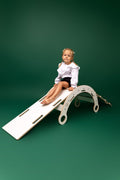 Montessori Wooden Rocker with Pillow, Slide & Ladder - White, Small - Tiny Tugz™