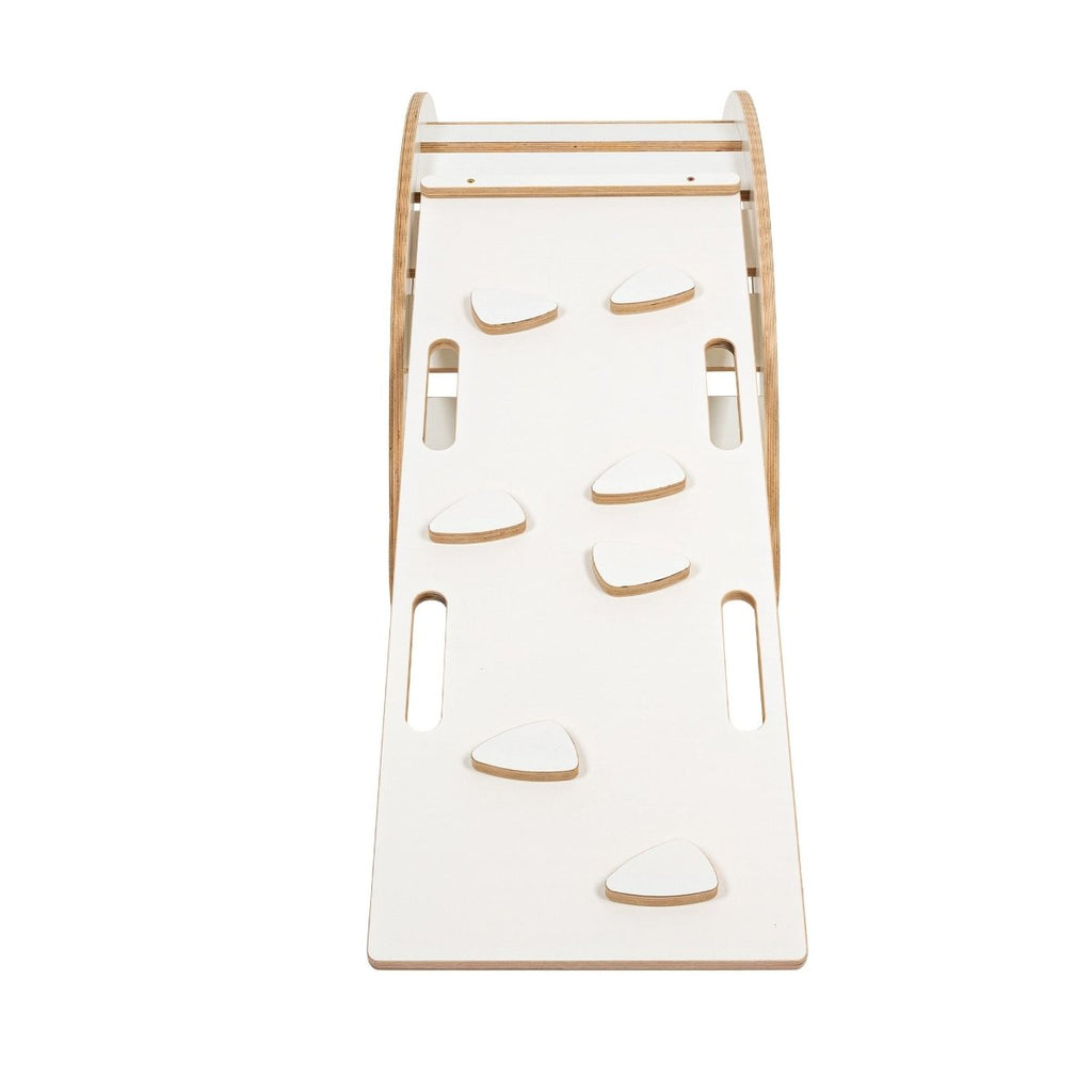 Montessori Wooden Rocker with Pillow, Slide & Ladder - White, Small - Tiny Tugz™