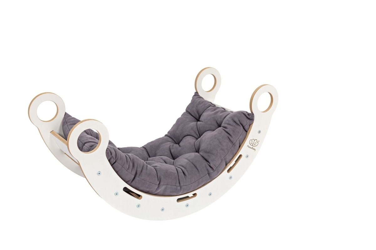 Montessori Wooden Rocker with Pillow & Slide - White, Large - Tiny Tugz™