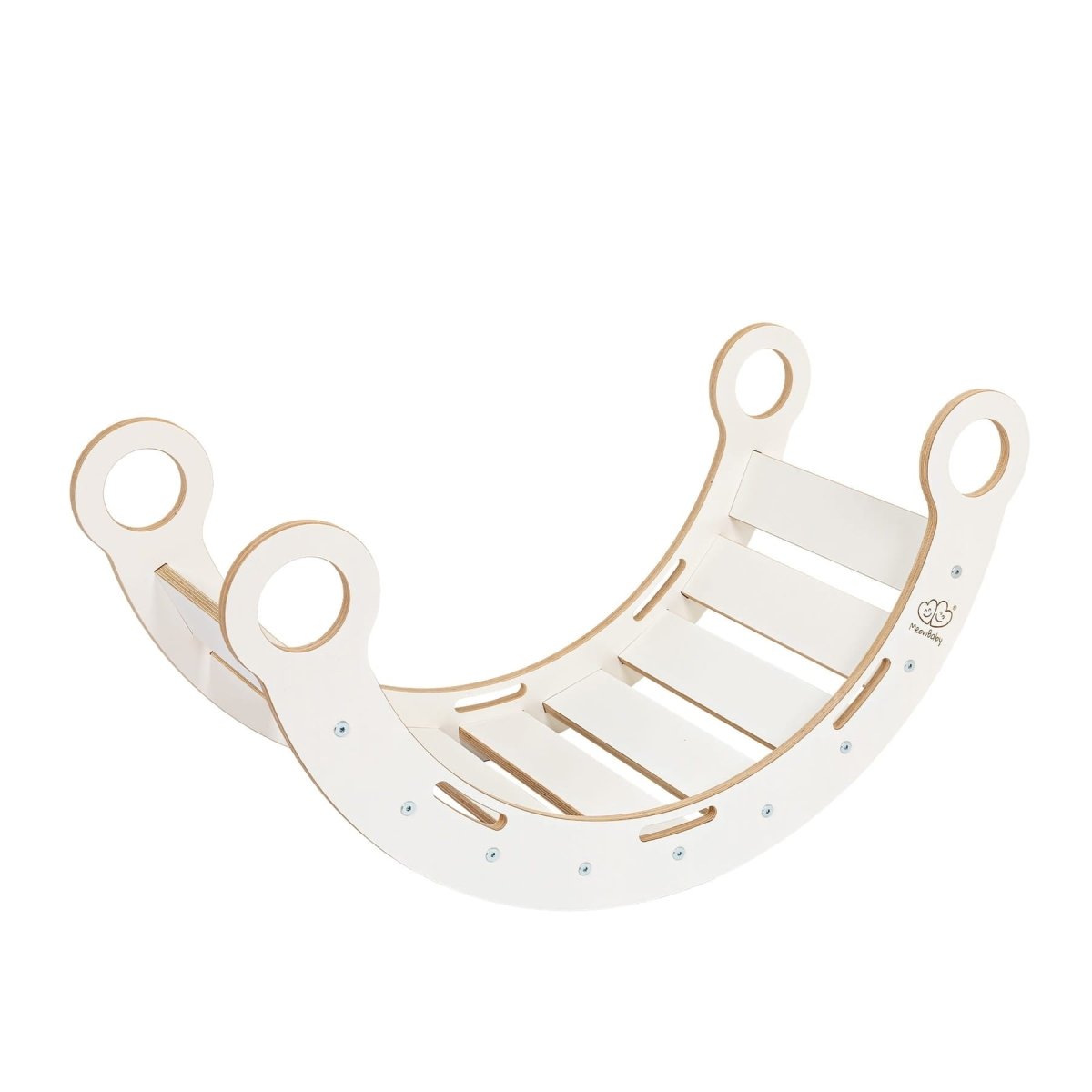 Montessori Wooden Rocker with Pillow & Slide - White, Large - Tiny Tugz™