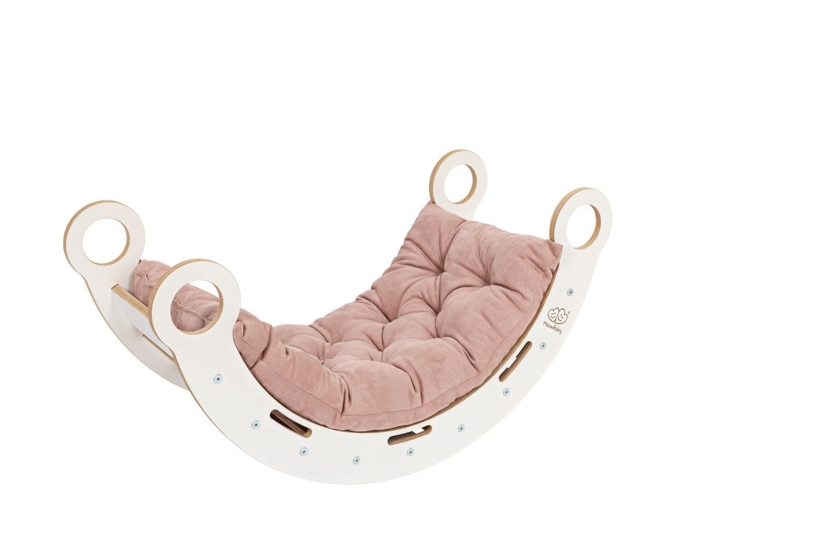 Montessori Wooden Rocker with Pillow & Slide - White, Medium - Tiny Tugz™