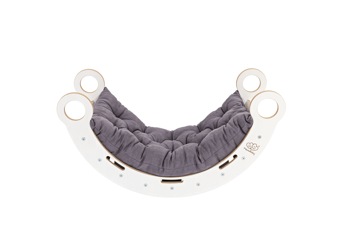 Montessori Wooden Rocker with Pillow & Slide - White, Small - Tiny Tugz™