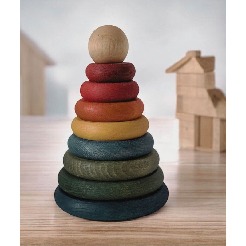 Montessori Wooden Round Pyramid (Colourful) - Tiny Tugz™