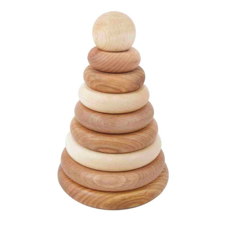 Montessori Wooden Round Pyramid (Natural) - Tiny Tugz™