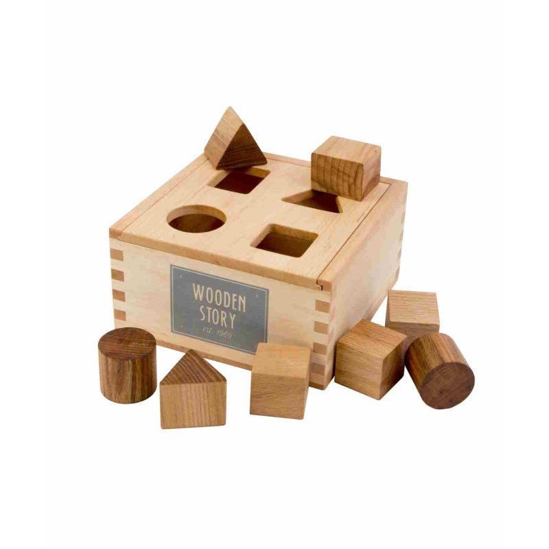 Montessori Wooden Shape Sorting Box (Natural) - Tiny Tugz™