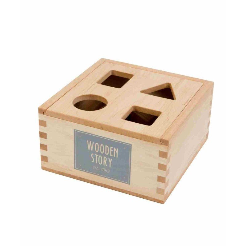 Montessori Wooden Shape Sorting Box (Natural) - Tiny Tugz™