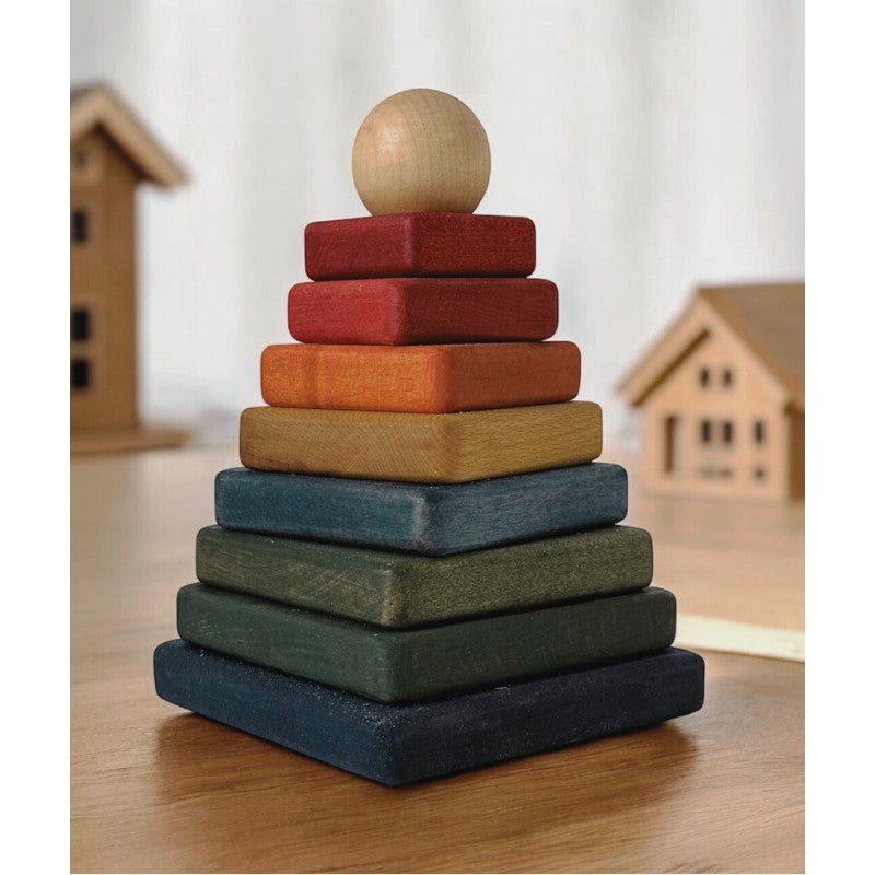Montessori Wooden Square Pyramid (Colourful) - Tiny Tugz™