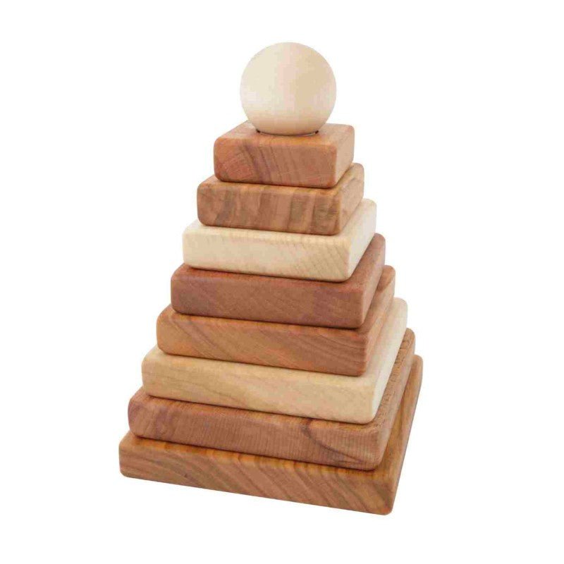 Montessori Wooden Square Pyramid (Natural) - Tiny Tugz™