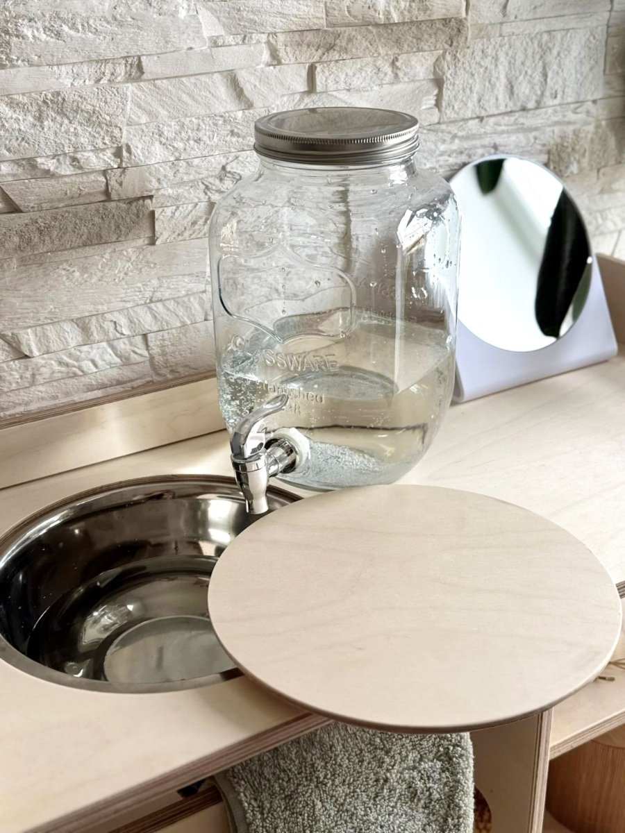Montessori Wooden Washstand with Enamel Bowl (Large) - Tiny Tugz™
