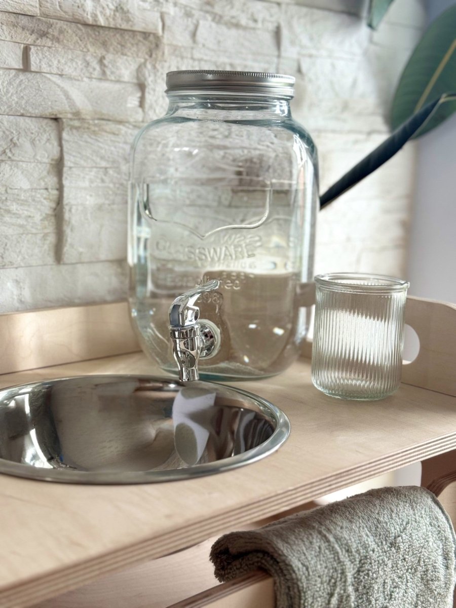Montessori Wooden Washstand with Enamel Bowl (Small) - Tiny Tugz™