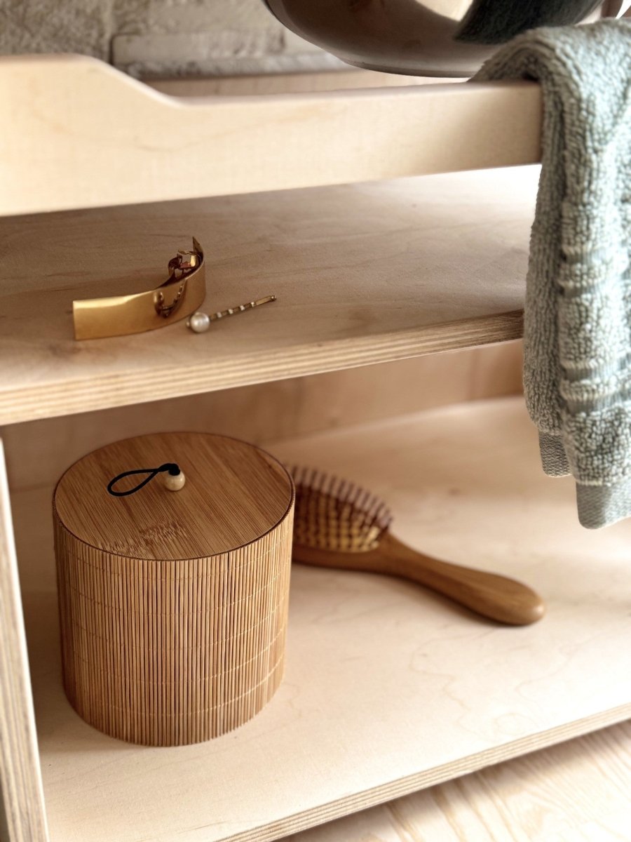 Montessori Wooden Washstand with Enamel Bowl (Small) - Tiny Tugz™