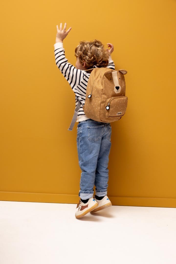 Mr. Bear Recycled Cotton Kids Backpack (Regular) – Lightweight, Water-Repellent & Sustainable - Tiny Tugz™