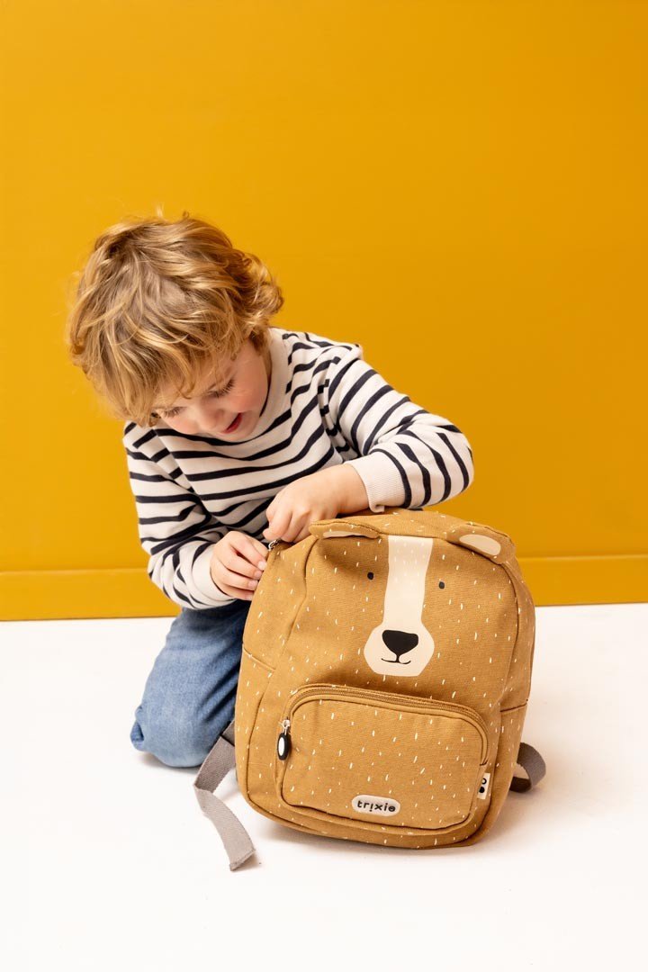 Mr. Bear Recycled Cotton Kids Backpack (Regular) – Lightweight, Water-Repellent & Sustainable - Tiny Tugz™