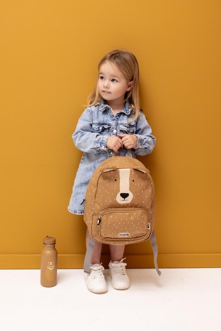 Mr. Bear Recycled Cotton Kids Backpack (Regular) – Lightweight, Water-Repellent & Sustainable - Tiny Tugz™