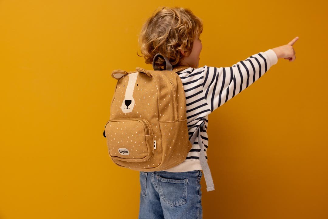 Mr. Bear Recycled Cotton Kids Backpack (Regular) – Lightweight, Water-Repellent & Sustainable - Tiny Tugz™