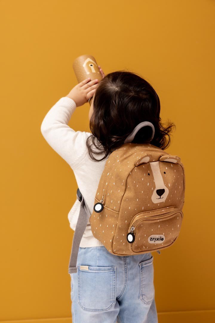 Mr. Bear Recycled Cotton Kids Backpack (Small) – Lightweight, Water-Repellent & Sustainable - Tiny Tugz™