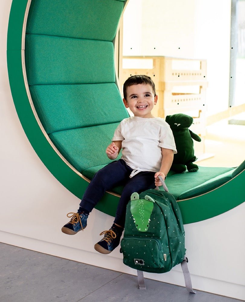 Mr. Crocodile Recycled Cotton Kids Backpack (Regular) – Lightweight, Water-Repellent & Sustainable - Tiny Tugz™