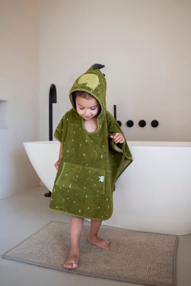Mr. Dino Organic Cotton Kids Hooded Towel Poncho – Ultra-Soft, Absorbent & Sustainable - Tiny Tugz™