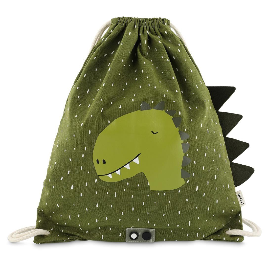 Mr. Dino Recycled Cotton Kids Drawstring Bag – Lightweight, Water-Repellent & Sustainable - Tiny Tugz™