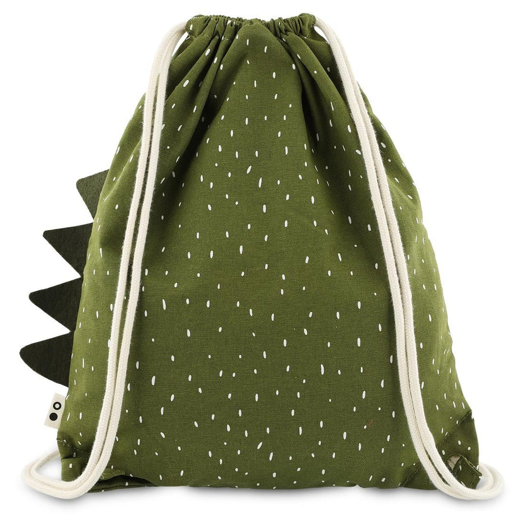 Mr. Dino Recycled Cotton Kids Drawstring Bag – Lightweight, Water-Repellent & Sustainable - Tiny Tugz™