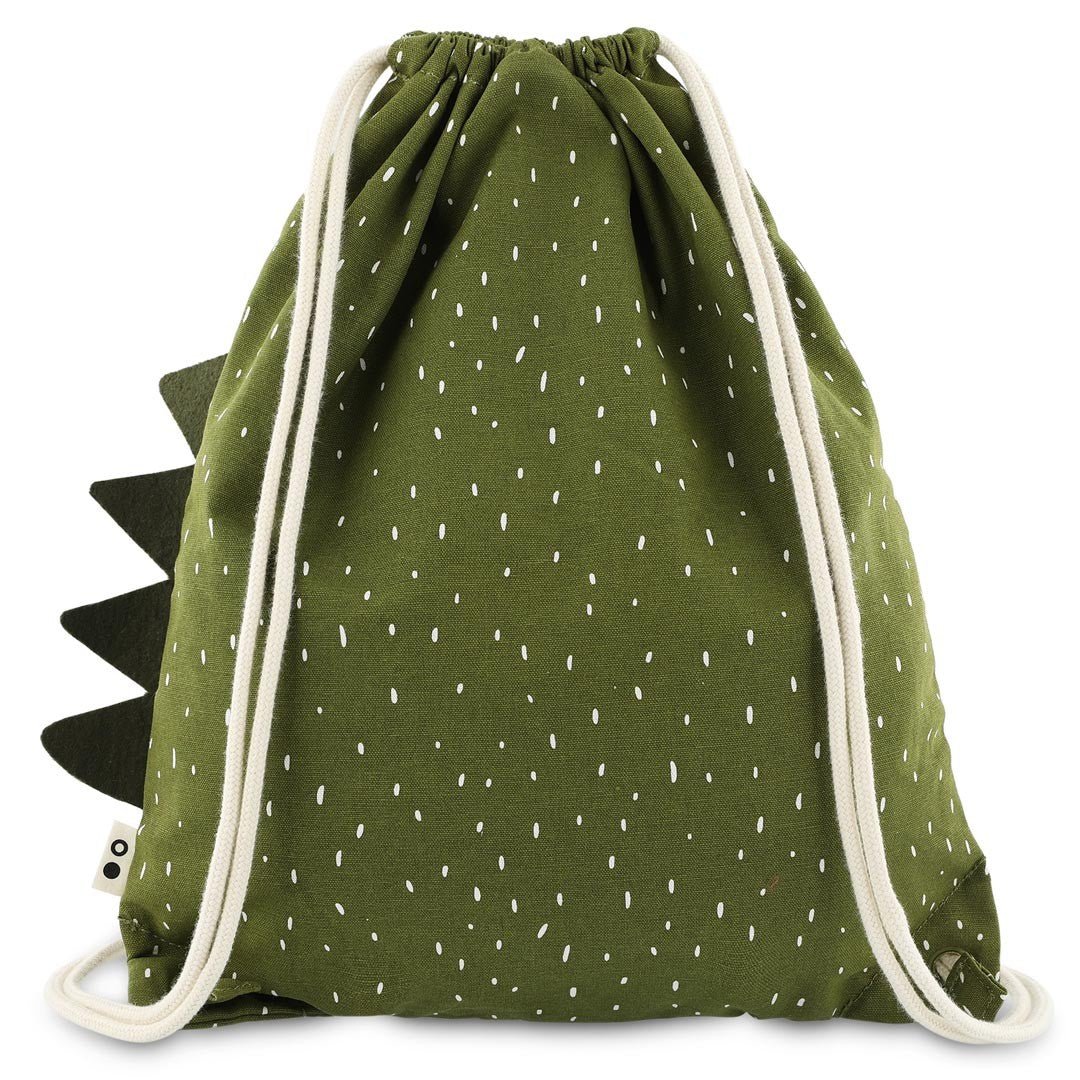 Mr. Dino Recycled Cotton Kids Drawstring Bag – Lightweight, Water-Repellent & Sustainable - Tiny Tugz™