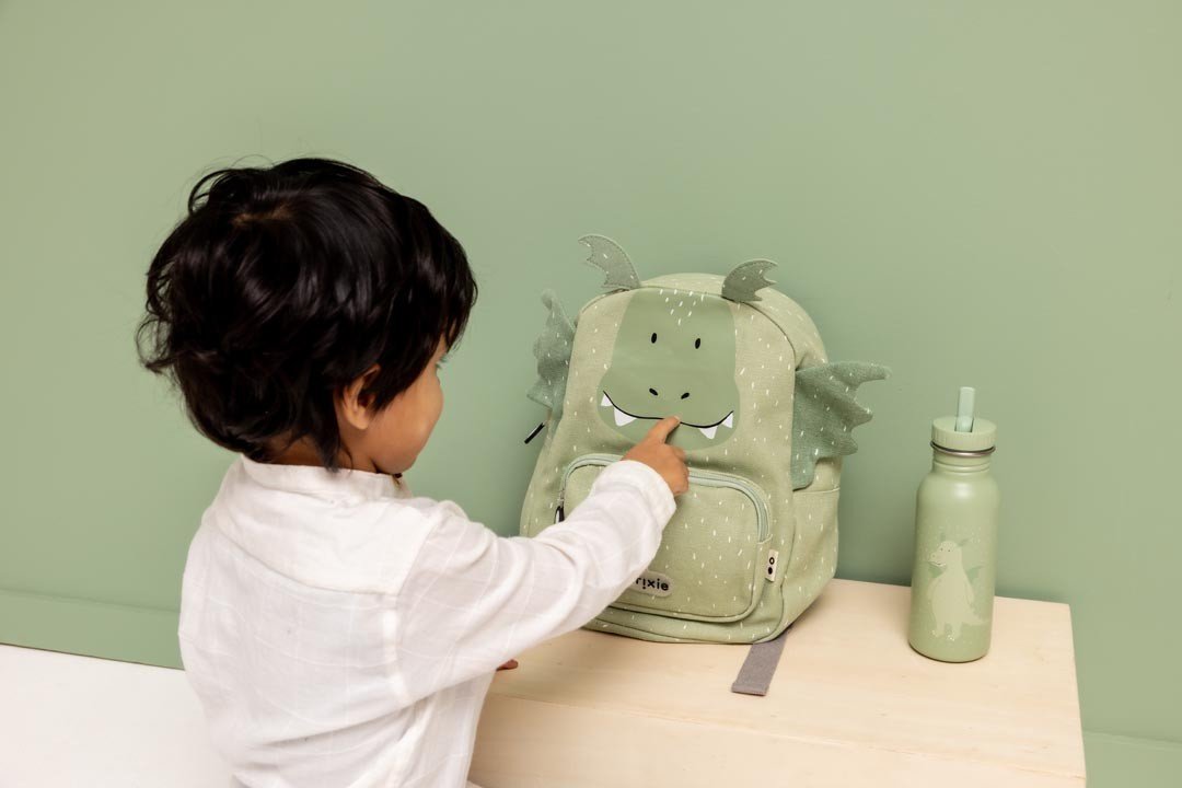 Mr. Dragon Recycled Cotton Kids Backpack (Regular) – Lightweight, Water-Repellent & Sustainable - Tiny Tugz™