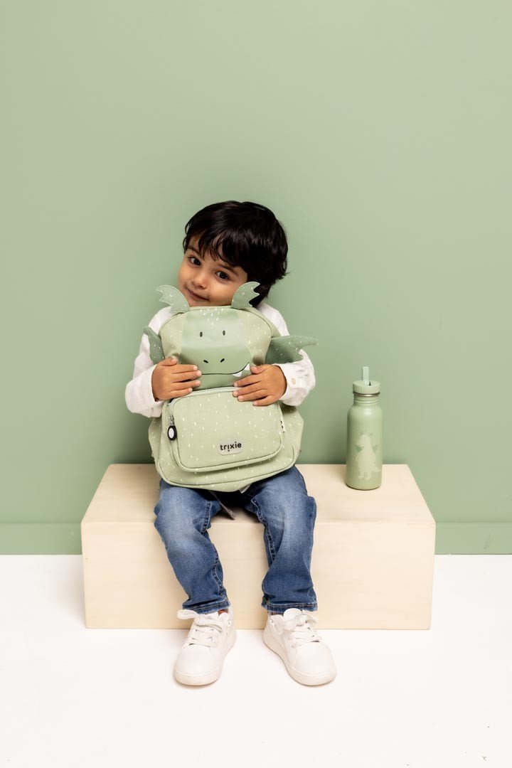 Mr. Dragon Recycled Cotton Kids Backpack (Regular) – Lightweight, Water-Repellent & Sustainable - Tiny Tugz™