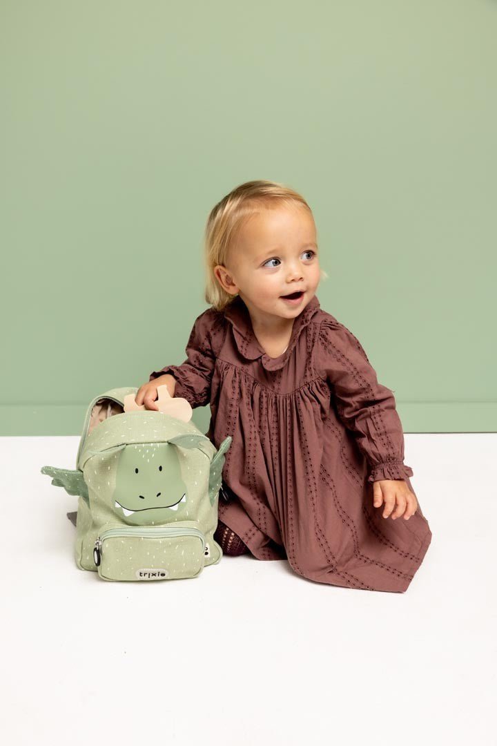 Mr. Dragon Recycled Cotton Kids Backpack (Small) – Lightweight, Water-Repellent & Sustainable - Tiny Tugz™