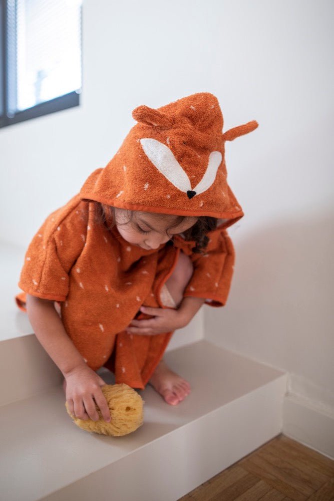Mr. Fox Organic Cotton Kids Hooded Towel Poncho – Ultra-Soft, Absorbent & Sustainable - Tiny Tugz™