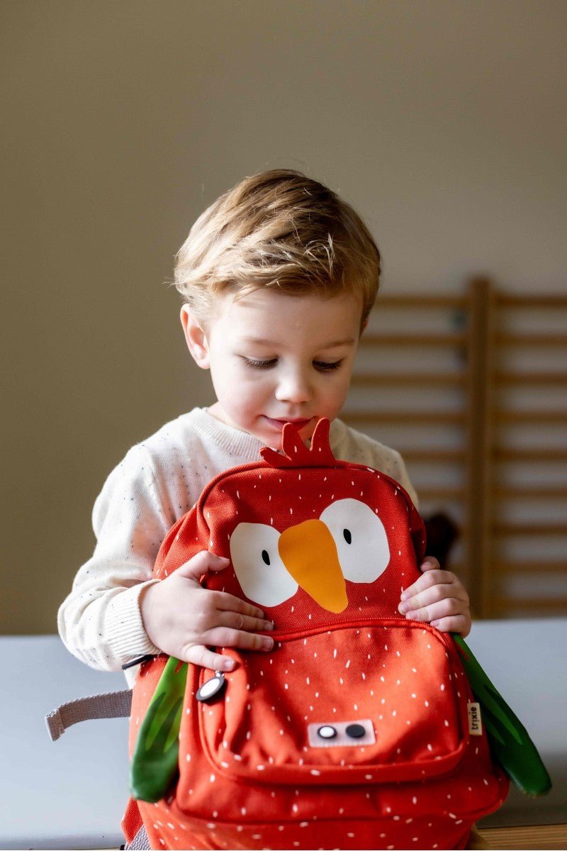 Mr. Parrot Recycled Cotton Kids Backpack (Regular) – Lightweight, Water-Repellent & Sustainable - Tiny Tugz™