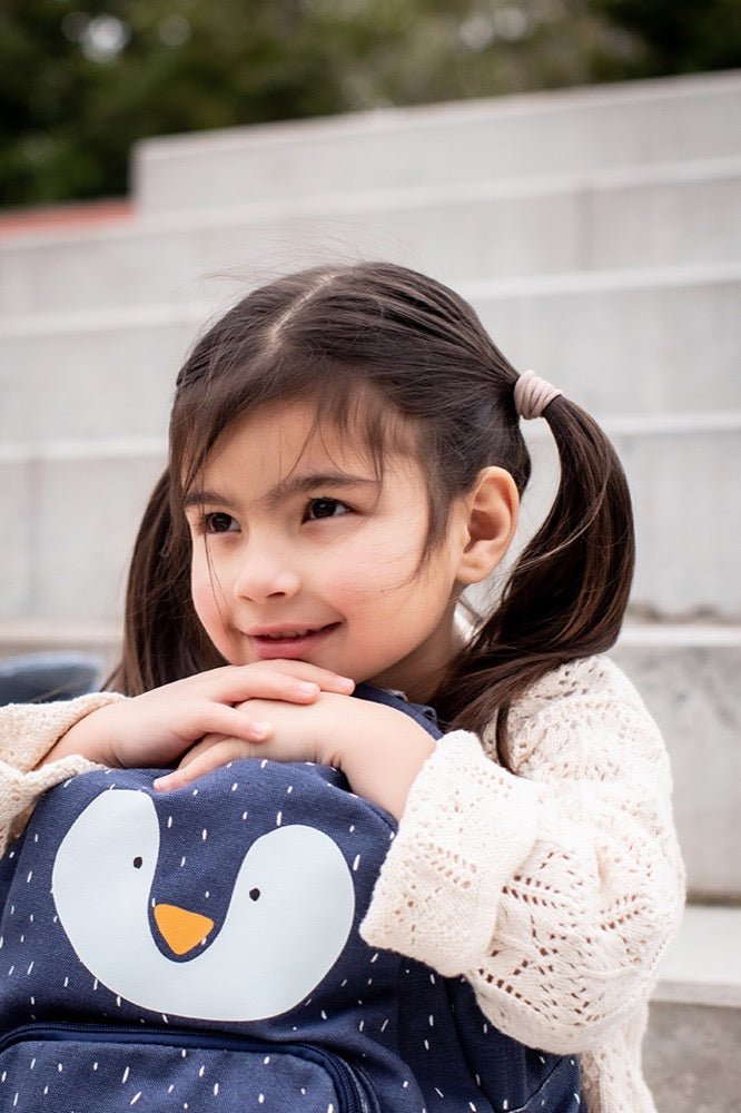 Mr. Penguin Recycled Cotton Kids Backpack (Regular) – Lightweight, Water-Repellent & Sustainable - Tiny Tugz™