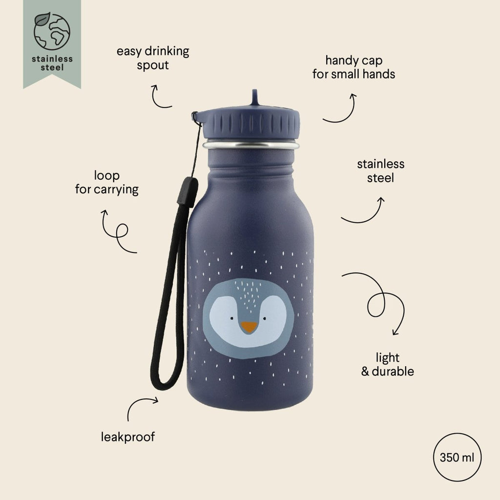 Mr. Penguin Stainless Steel Water Bottle 350 ml – Durable, Safe Hydration for Kids - Tiny Tugz™