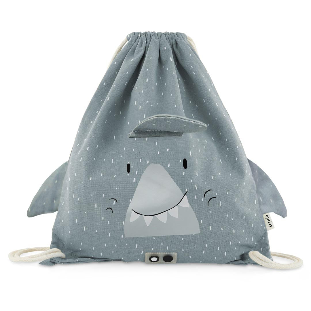 Mr. Shark Recycled Cotton Kids Drawstring Bag – Lightweight, Water-Repellent & Sustainable - Tiny Tugz™
