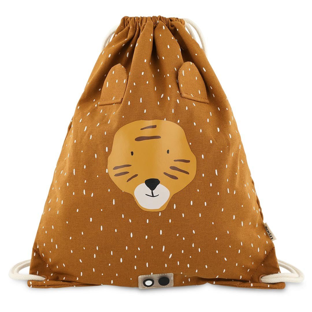 Mr. Tiger Recycled Cotton Kids Drawstring Bag – Lightweight, Water-Repellent & Sustainable - Tiny Tugz™