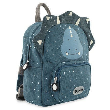 Mr. Triceratops Recycled Cotton Kids Backpack (Small) – Lightweight, Water-Repellent & Sustainable - Tiny Tugz™