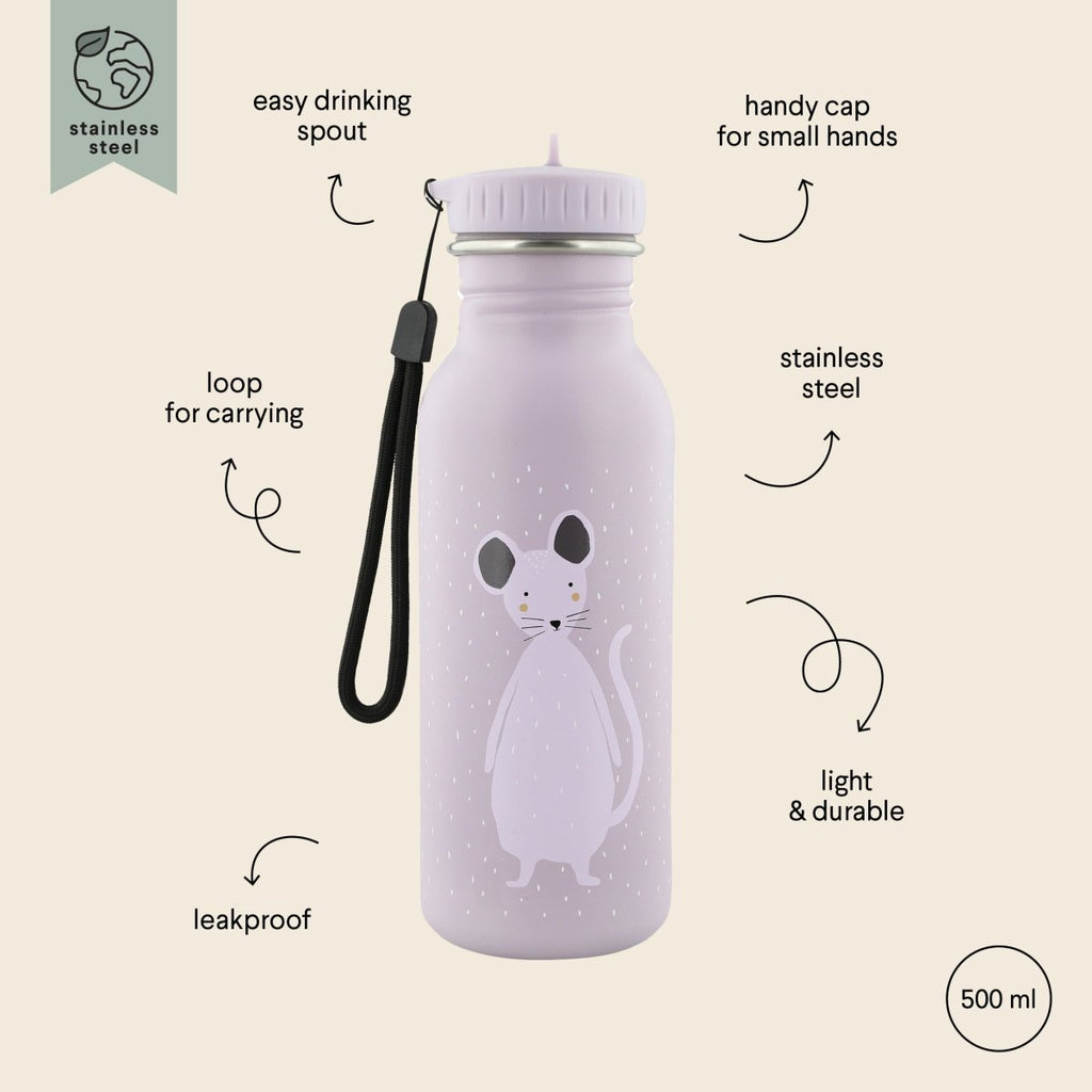 Mrs. Mouse Stainless Steel Water Bottle 500 ml – Durable, Safe Hydration for Kids - Tiny Tugz™