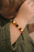 Baby/Child - Amber Bracelet - Round Beads - 14cm - Mixed Colors