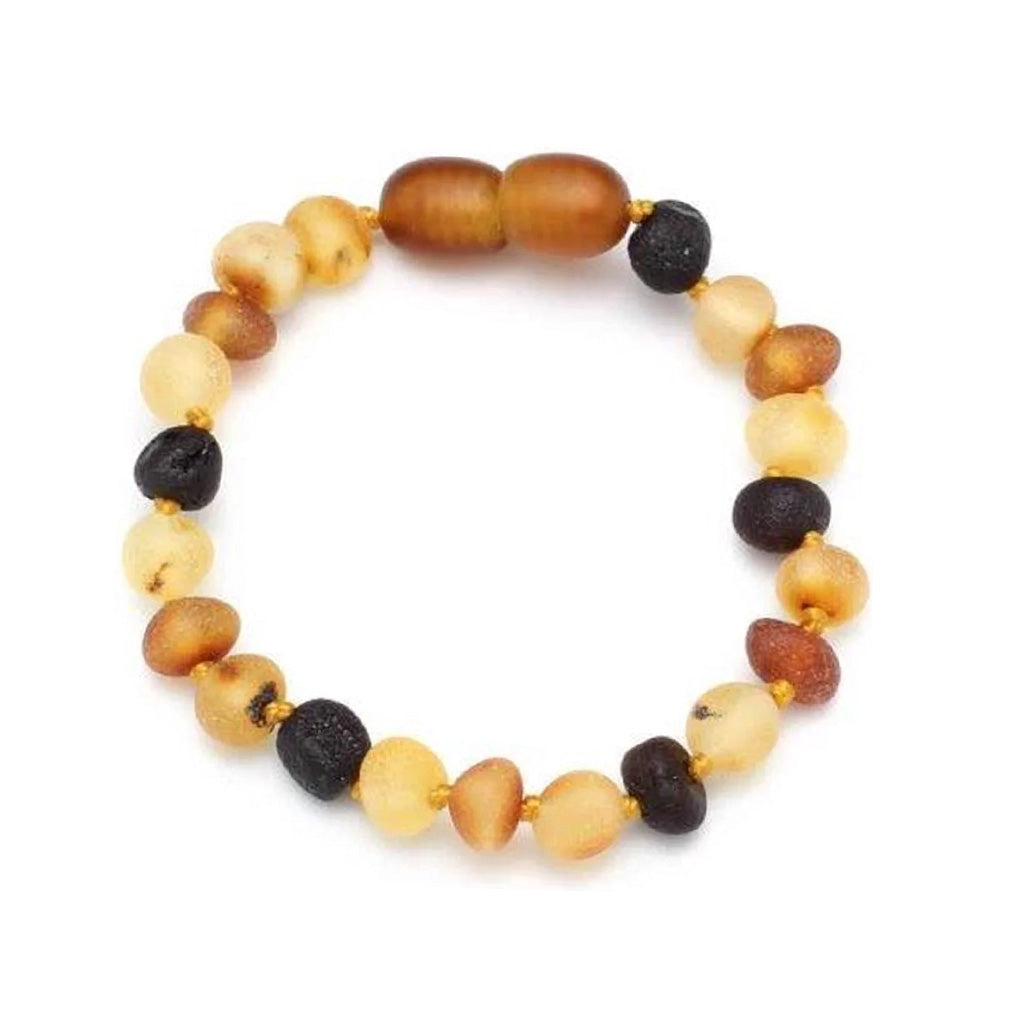 Baby/Child - Amber Bracelet - Round Raw Beads - 14cm - Mixed Colors