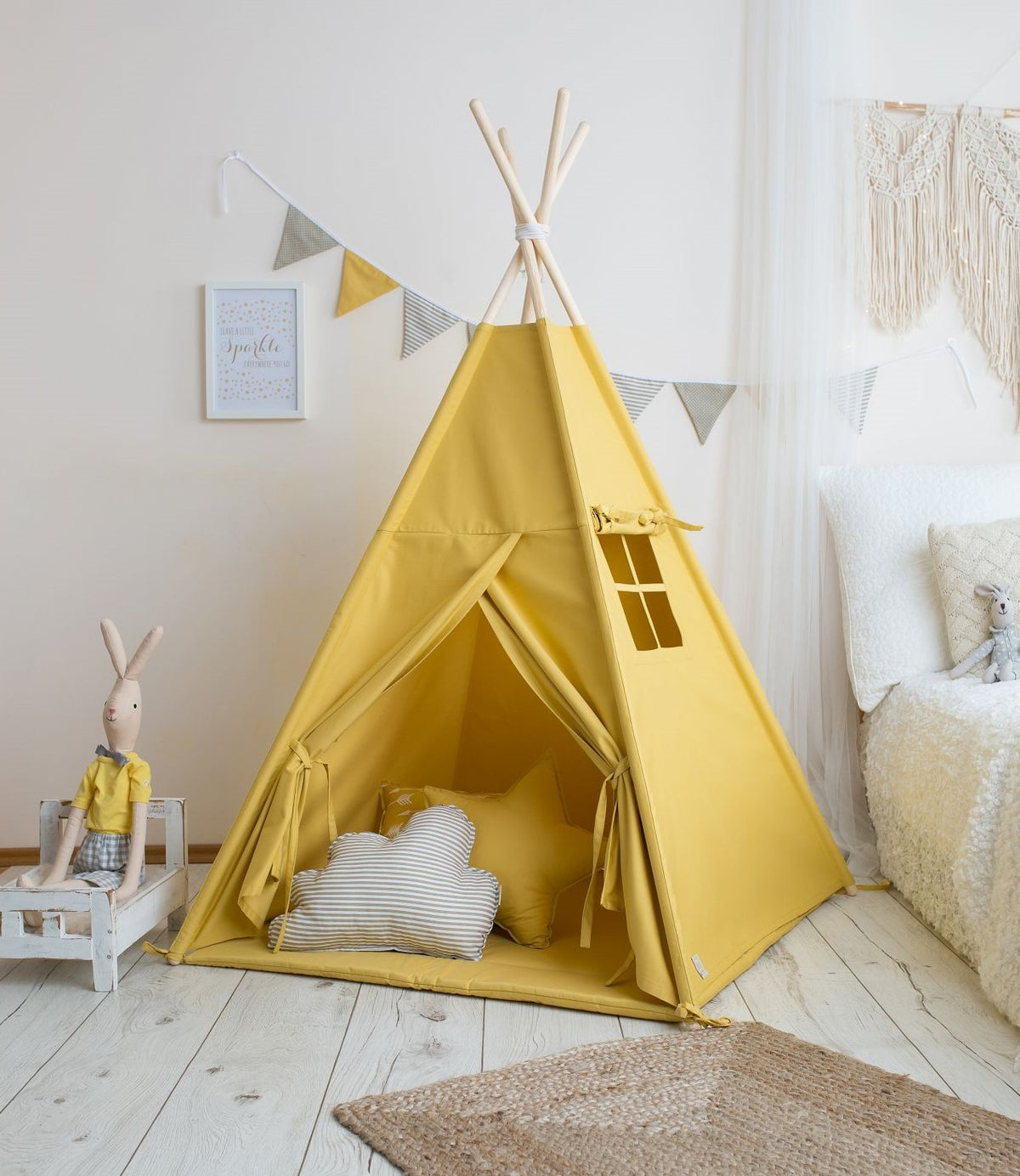 Mustard Teepee Tent – OEKO-TEX® certified cotton teepee tent, handmade in Poland