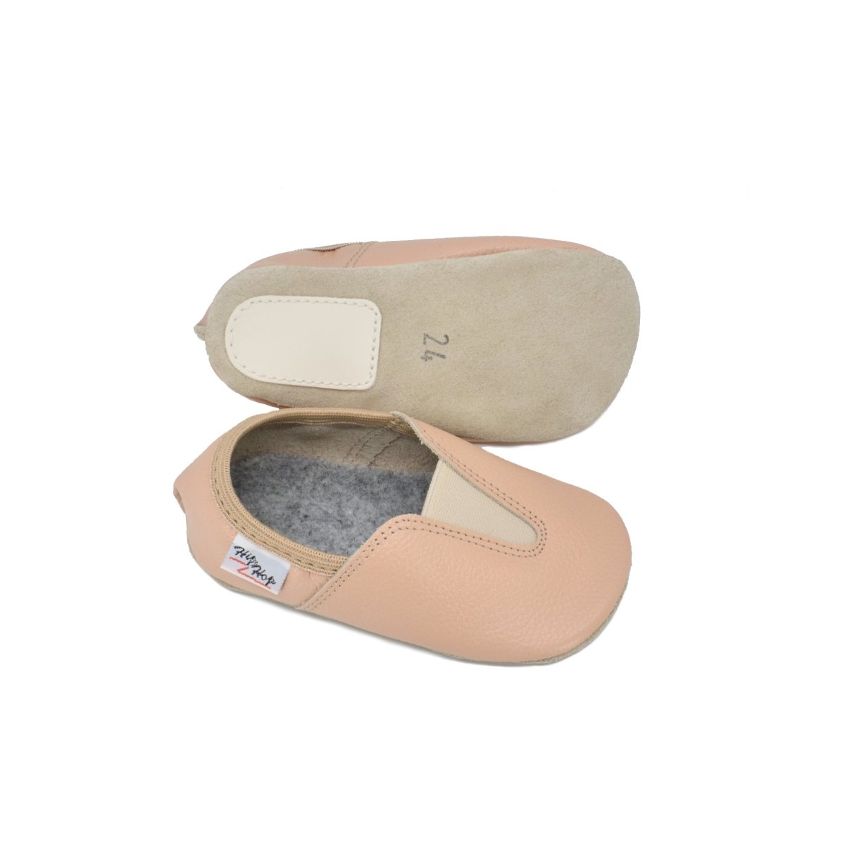 Natural Leather Barefoot Toddlers & Kids Slippers (Beige) - Tiny Tugz™